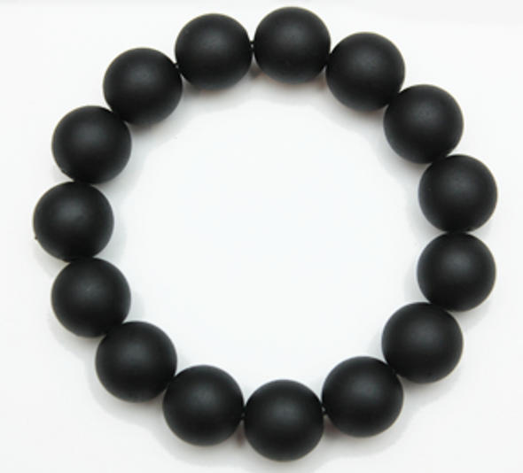 Chunky 10MM Black Beaded Bracelet   .60 ea