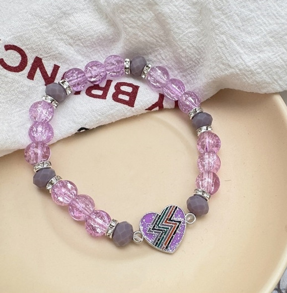 Zapped Heart Shiny Beads & Rondelle Bracelet .60 Each