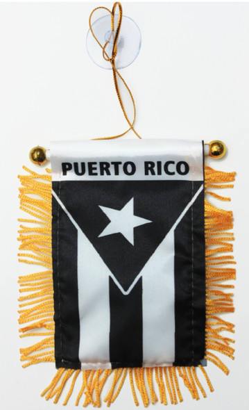  4" X 6" Mini Banner Flag Puerto Rico B&W .58 each