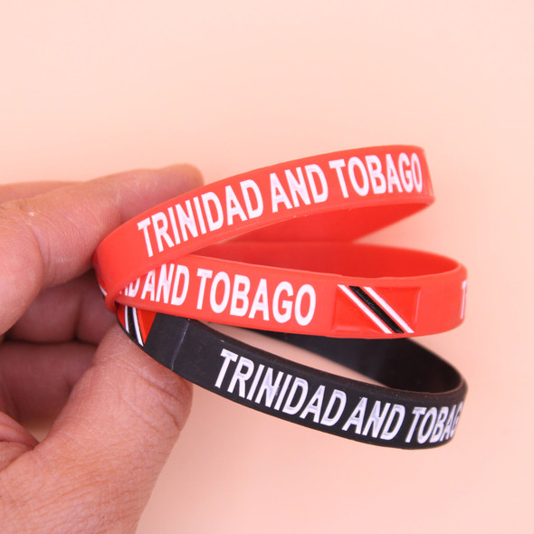 3 Pc Pk Trinidad & Tobago Rubber Band Bracelet .60 Each Pk