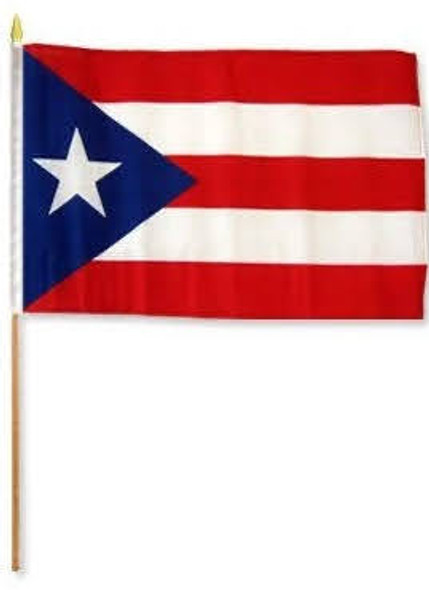 Puerto Rico Hand Stick Flag 12" x 18" .58 Each