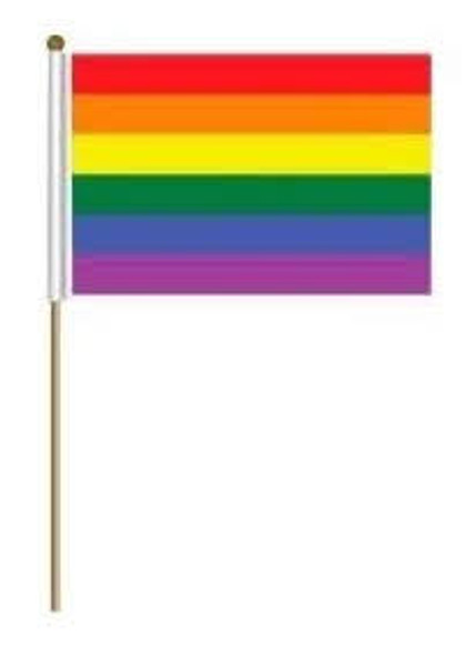 Rainbow Hand Stick Flag 12" x 18" .58 Each