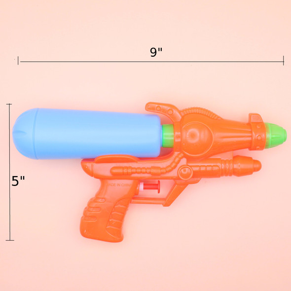 9" Mixed Color Water Gun w/  Water Tank 12 per pk .75 each 