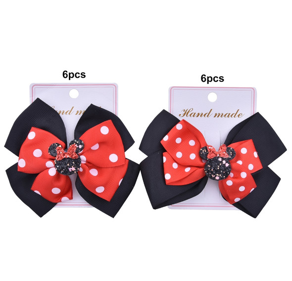 4.25" Polka Dot Gator Clip Bows w/ Sparkle Center .60 ea