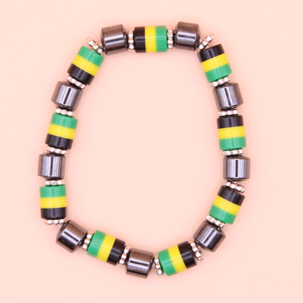 Jamaica Color Bead Stretch Bracelet w/ Hematite  .60 ea