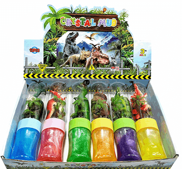 Lg. 8.5" Dinosaur Slime In Tube 6 pc per display box $1.60 Each