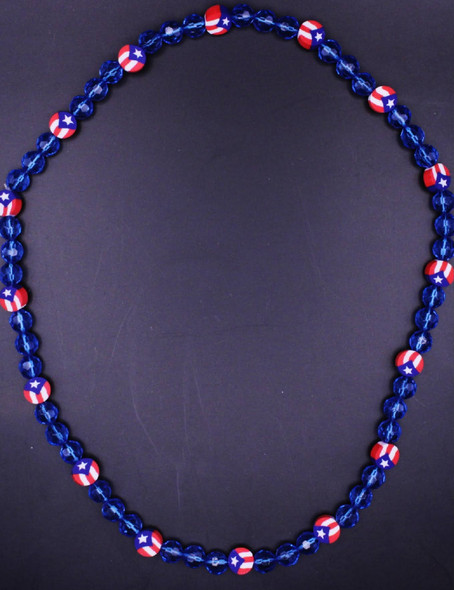 20" Puerto Rico Fimo Bead w/ Clear Faceted Bead Necklace 3 Colors .86 Each