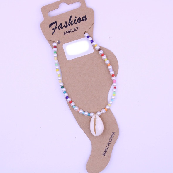 Shell Charm Pearl & Seed Bead Anklet .60 Each