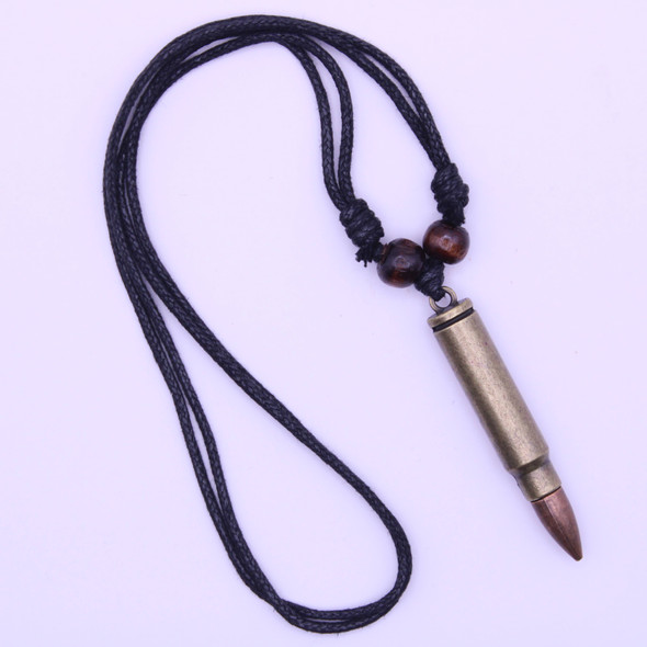 2 Strand Adj. Blk Leather Cord Necklace w/ Bullet Pendants .60 ea