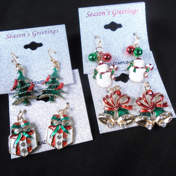 Best Quality Cast Gold Christmas Earrings 4 Styles .60 per pair 