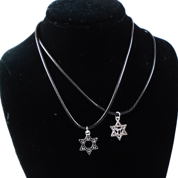 Leather Cord Necklace w/ Silver Star of David Pend. 24 per pk .31 ea