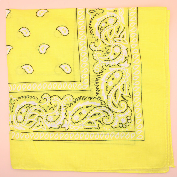 21" Square 100% Cotton Bandana Yellow Color .56 ea