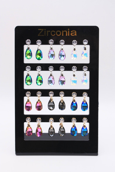 Waterdrop Shaped CZ Stone 12 pair display .60 ea