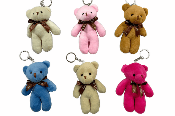 4.5" Plush Bear Keychains Asst Colors w/ Love Ribbon  12 per pk  .62 ea