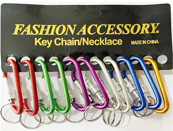 3" Asst Colors  Carabiner Clip Keychain .60 each 