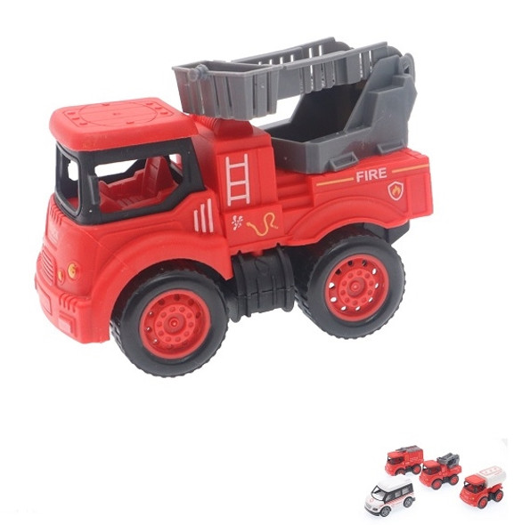 3" Pull Back Action City Firetruck Rescue 12 per display bx .65 ea