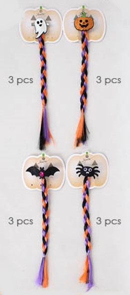 12.5" Halloween Spider, Ghost, Bat, Pumpkin Hair Extension Clips .60 Each