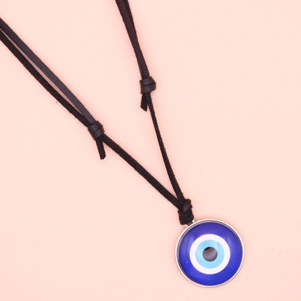 DBL Leather Cord Necklace w/ Evil Eye Pendant .62 Each