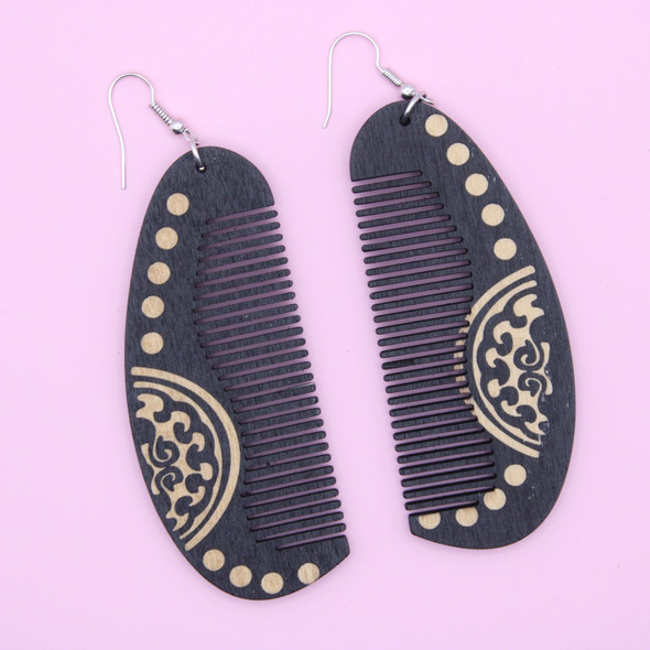 3" Artistic Side Comb Earring Natural Colors .62 each pair