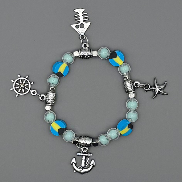 BAHAMAS FLAG STRETCH CHARM BRACELET .64 EACH