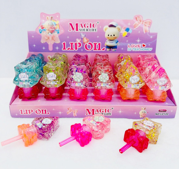 3" Lip Oil In Mixed Shapes w/ Bear Casing  24 pcs per display box .60 Each