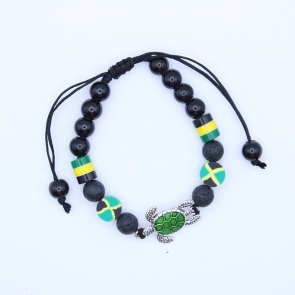 Jamaica Flag Cord Bracelet w/ Turtle Charm .64 Each