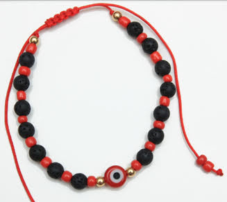 Red Evil Eye w/ Lava Stone Protection Adjustable Bracelet .64 Each