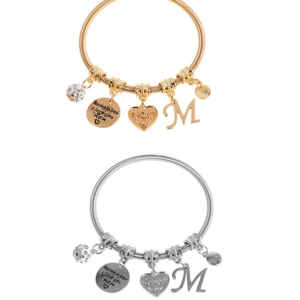 JUST for MOM Gold & Silver Spring Style Bracelet  w/ MOM Theme Charms .62 ea