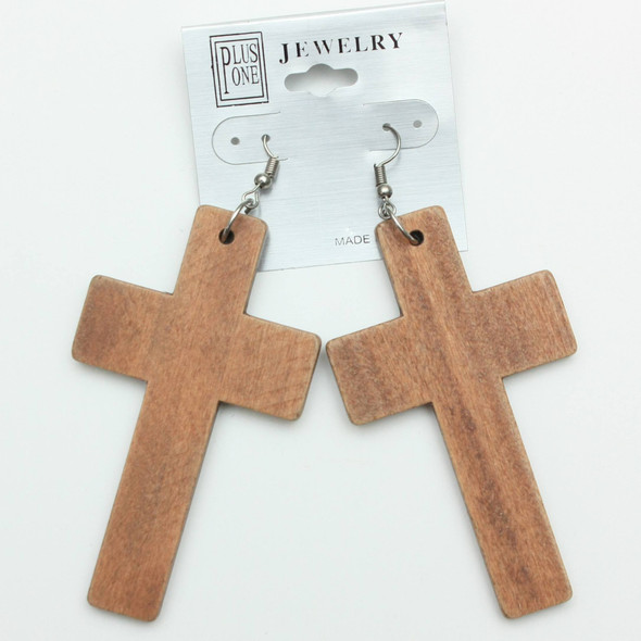 3" Wood Cross  Earrings 3 colors per dz   .64 per pair  