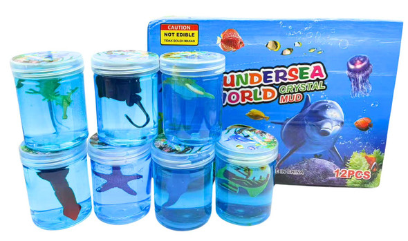 3" Crystal Mud Slime Jar with Ocean Animal Charms .75 each