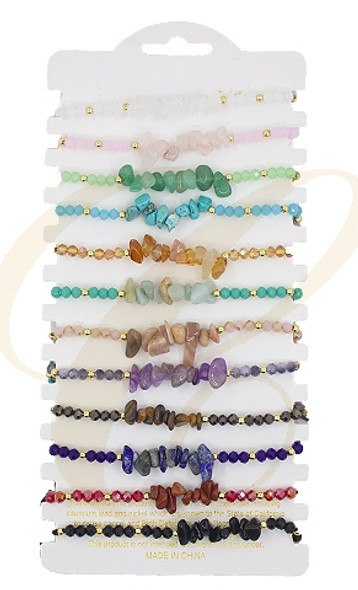 Assorted Gemstone Chip Bead Bracelet .68 each