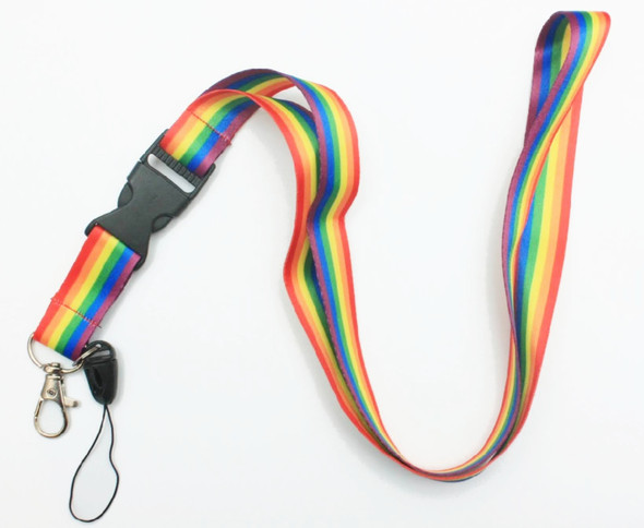 38" Rainbow Lanyards w/ Key Holder & Clip 12 per pk .64 each