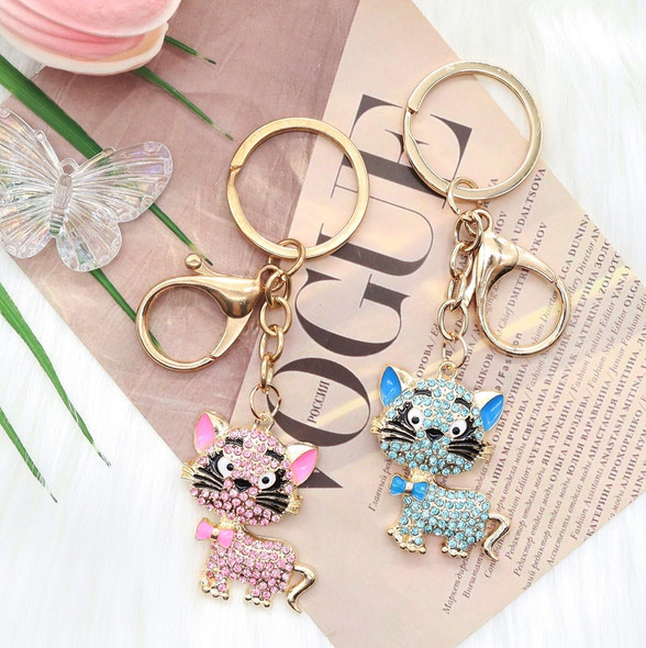 Sparkle Crystal Rhinestone Cat Keychain/Bag Charm .68 each