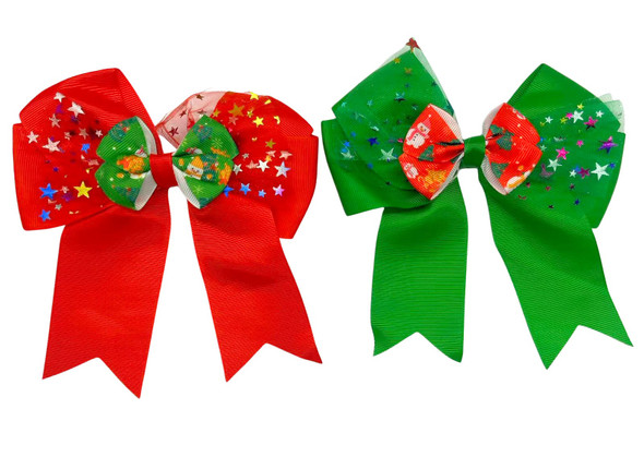 Christmas Star Glitter Hair Bows .68 each