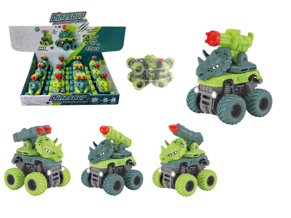 3.5" Dinosaur Missile Car Army Vehicle 360° Rotation 12 pcs per display box $1.75 each