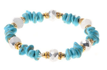Turquoise Chip & Faceted Bead Stretch Bracelet .68 each