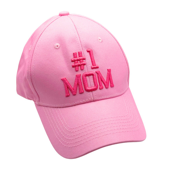 #1 MOM Embroidered Baseball Caps Pink w/ Bright Pink Letters 12 per pk $3.50 each 