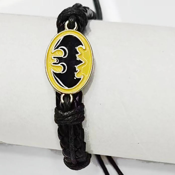 Teen Black Leather Bracelet w/ Metal Bat .68 each