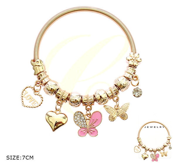 Spring Style Gold & Silver Butterfly Charm Bracelet .68 each