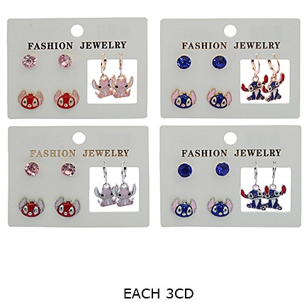 3 Pair Novelty Stud & Hoop Earring Set Gold & Silver .68 each set