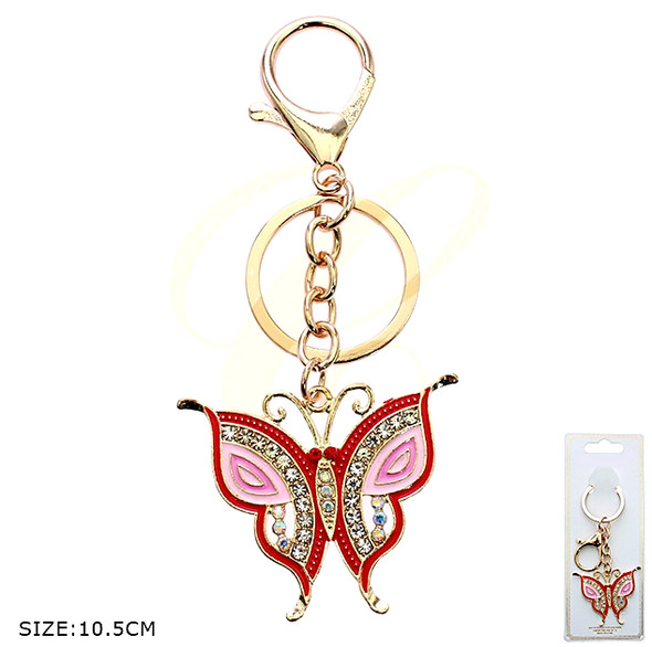 4.1" Sparkling Rhinestone Butterfly Keychain/ Bag Charm .68 each