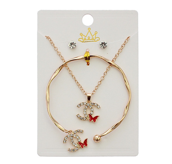 3 Pc Gold & Silver Hi Fashion Jewelry Set – Necklace, Bracelet & Earrings (0827) .72 each set
