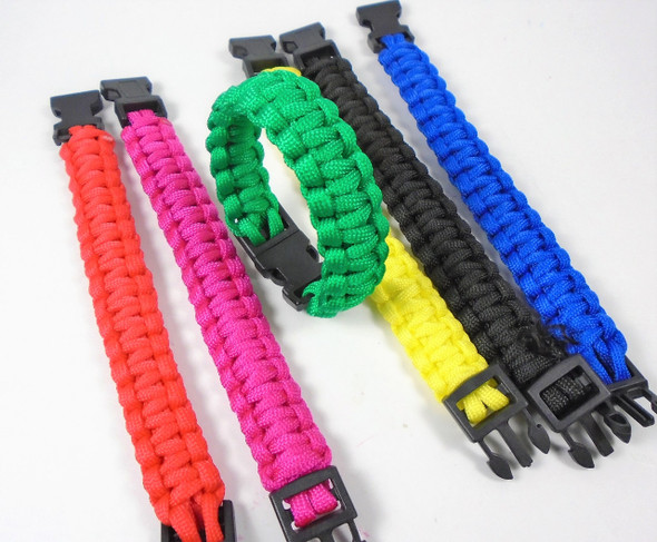 8" Asst  Color Paracord Bracelets Asst Colors  12 per pk .75 each