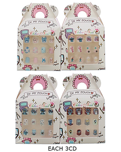 Kids Novelty Theme Design 12 Pack Pre Glued Nails .68 each set