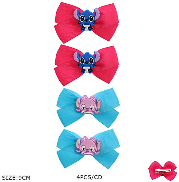 3.5" 4 Pc Set Novelty Gator Clip Hair Bow .68 each set