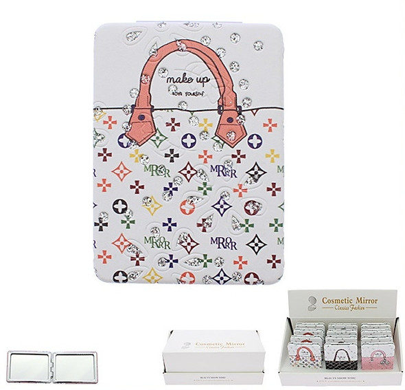 3.25" Lux Handbag Theme Double Sided Square Compact Mirror  $1.87 Each