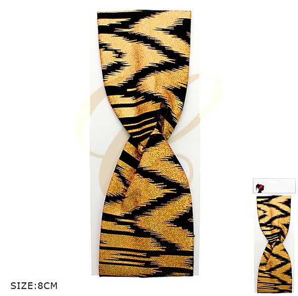 3.2" Twist Knot Metallic Animal Print Fabric Headband .68 each