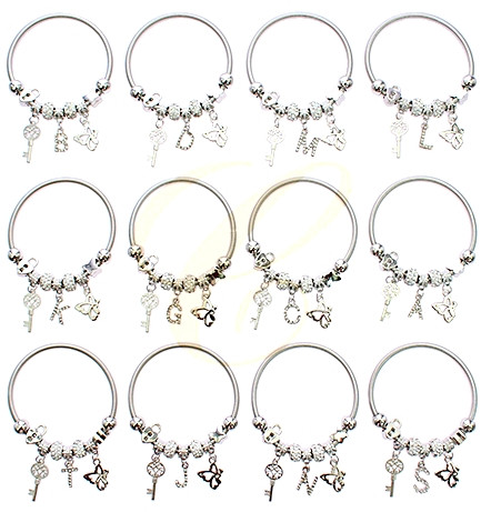 Spring Style Silver Initials Charm Bracelet .68 each