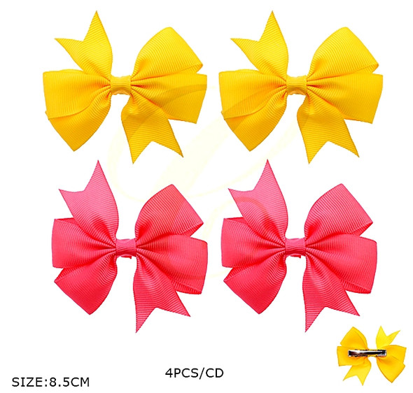 3.3" 4 Pc Set Solid Hair Bow Clip .68 each set