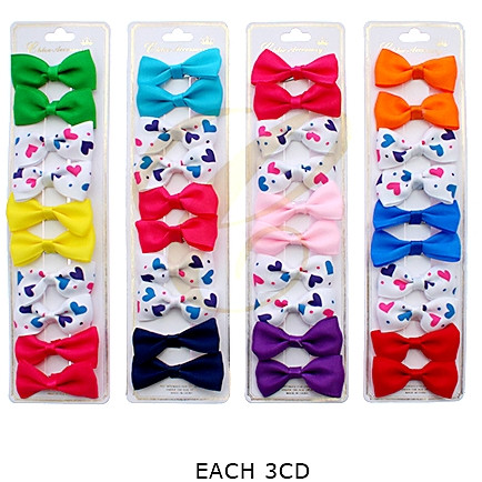 2.2" 10 Pc Set Heart Print & Solid Hair Bow Clip .68 each set